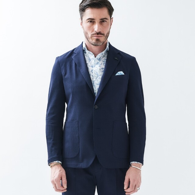 PUNTO JACQUARD JERSEY SINGLE JACKET ドットジャガードストレッチシングルジャケット