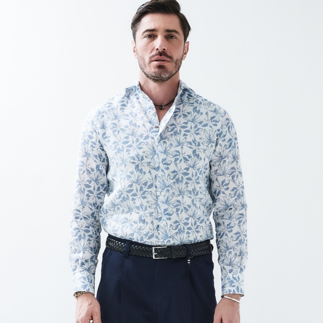 FLOREA LINEN ビッグフローラル コットンリネンシャツ