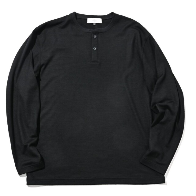 LEONスーパー100’sサマーウールヘンリーネックロングスリーブTシャツ