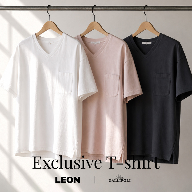 LEON別注 ポケット VネックTシャツ
