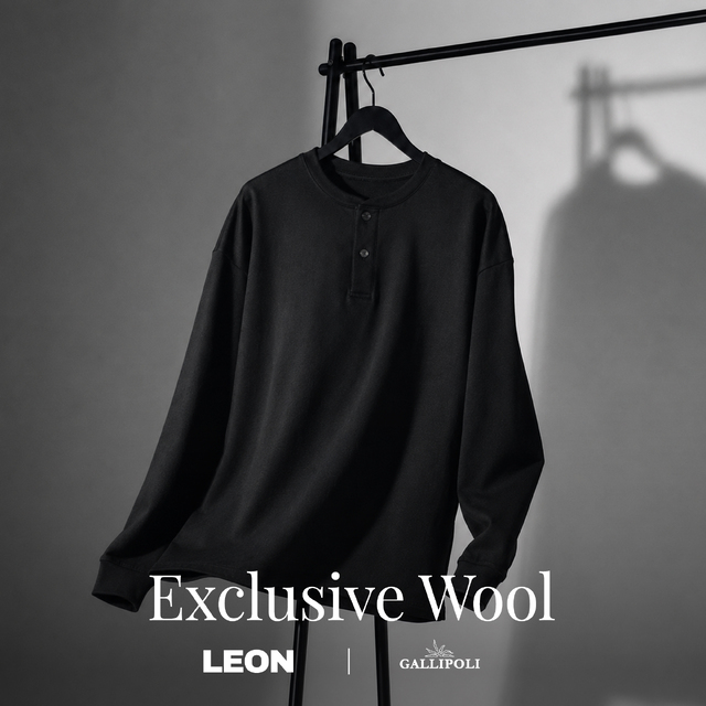 LEON別注 ウールジャージヘンリネックTシャツ