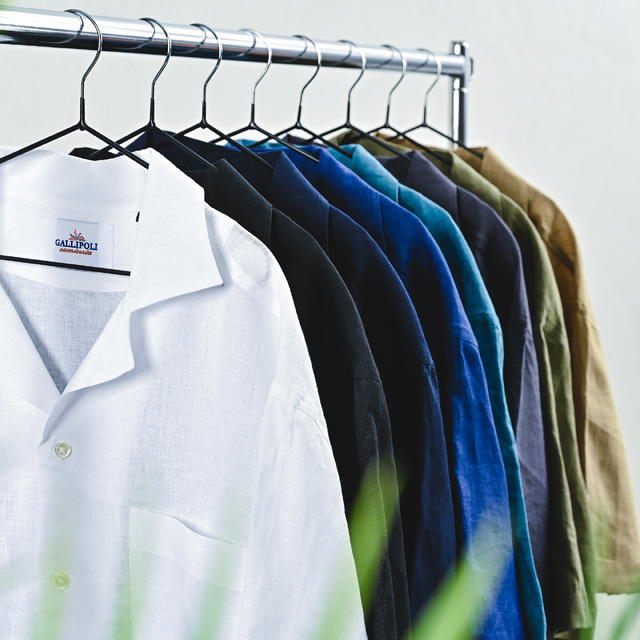 ウォッシュドリネンオープンカラーシャツ